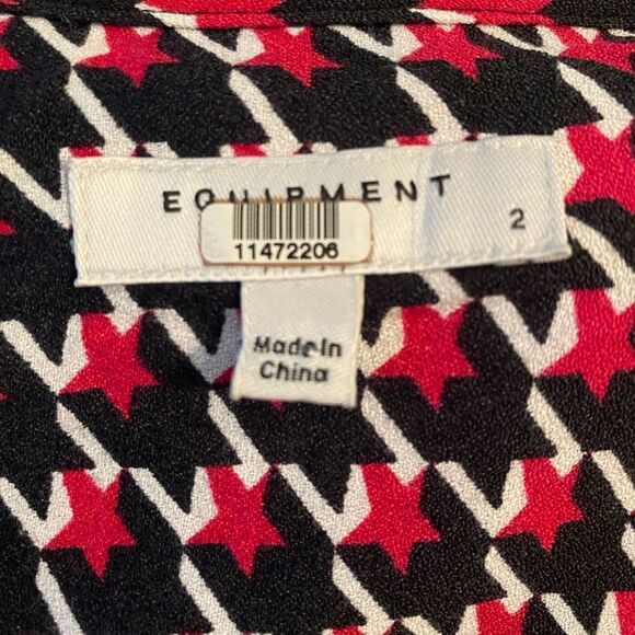 Equipment Magnolia Banded Drop Waist Houndstooth Print Midi Dress Size 2 - Picture 12 of 16